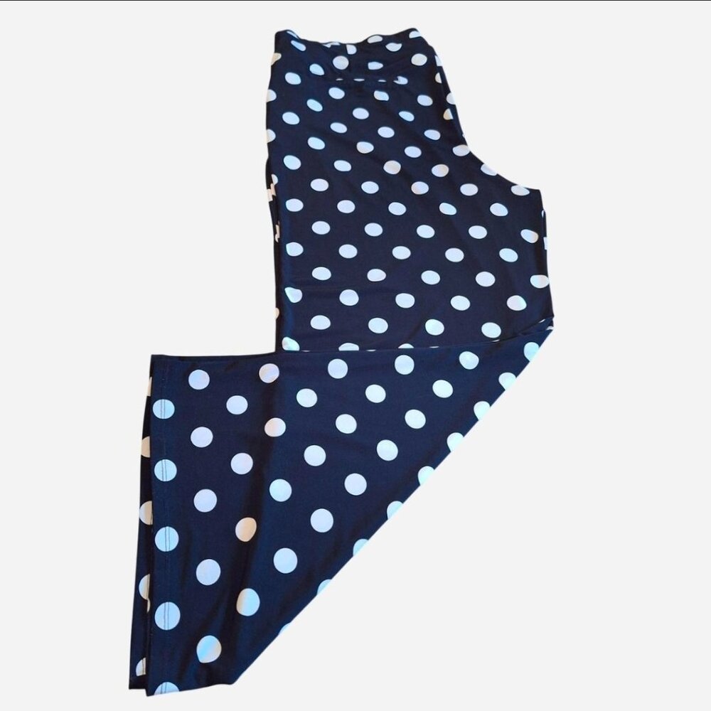 Women's plus size pull on wide leg black and white polka dot pants by Cato
